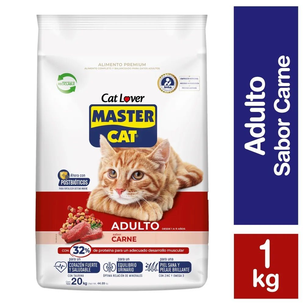 ALIM. MASTERCAT CARNE ADULTOS 10*1KG.             