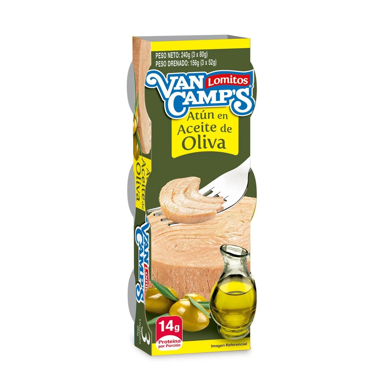 ATUN TRIPACK OLIVA 16*3*80GRS. VAN CAMP'S         