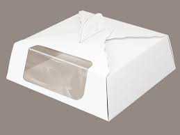 CAJA TORTA CARTULINA BCO. CON VENTANA LATERAL     